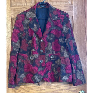 Women's Elementz Floral Blazer XL Burgundy Brown